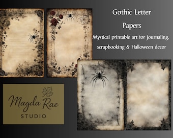 Gotyckie artykuły papiernicze: Papier listowy w stylu czarownicy do druku (do pobrania w wersji cyfrowej)