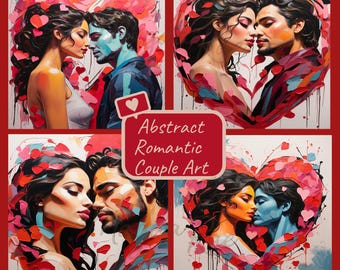 Abstrakt romantisch paar Kunst Set, moderne Liebe Illustrationen, Valentinstag digitaler Download, druckbare Kunst