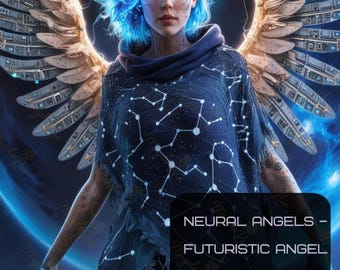 Sci-Fi Engel Portrait - Futuristische weibliche KI Kunst (Digitaler Download A4 Vertikale JPG Datei)