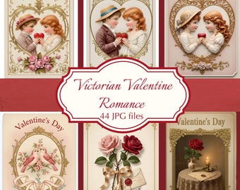 Viktorianische Valentinskarten | Antike Liebesbriefe, Blumen Illustrationen (Digitaler Download)