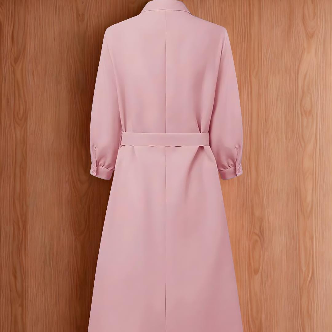 Chic white belted mid length shirt dress