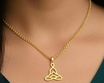 Meditation Pose Anhänger Halskette für Frauen, Yoga Schmuck, Minimalist Gold Charm, spirituelle Achtsamkeit Geschenk für den täglichen Gebrauch