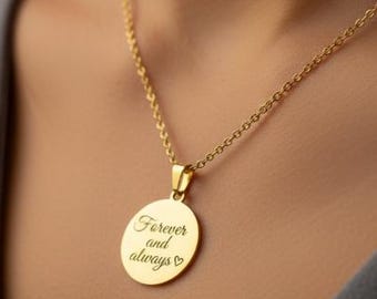 Personalisierte Halskette mit Gravur, Personalisierter Anhänger, Gold Silber Geschenk