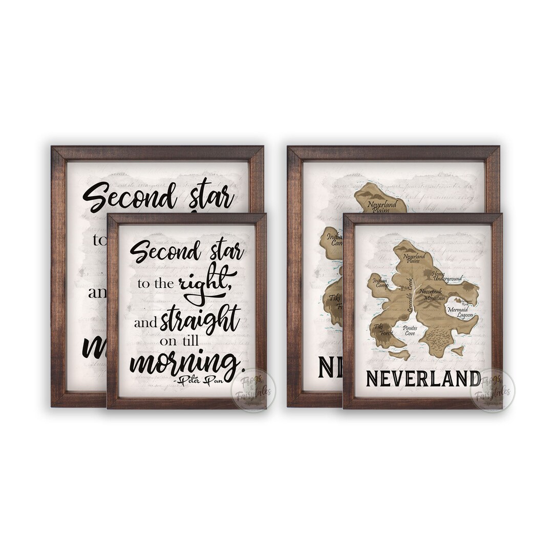 Neverland Map Second Star to the Right Wall Art - Etsy