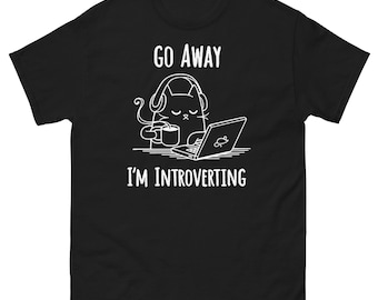 Go Away I'm Introverting Cat T-Shirt, Funny Humor Tee