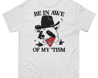 Raccoon Cowboy T-Shirt: Neurodivergent Humor Tee, Autism Awareness Graphic Shirt