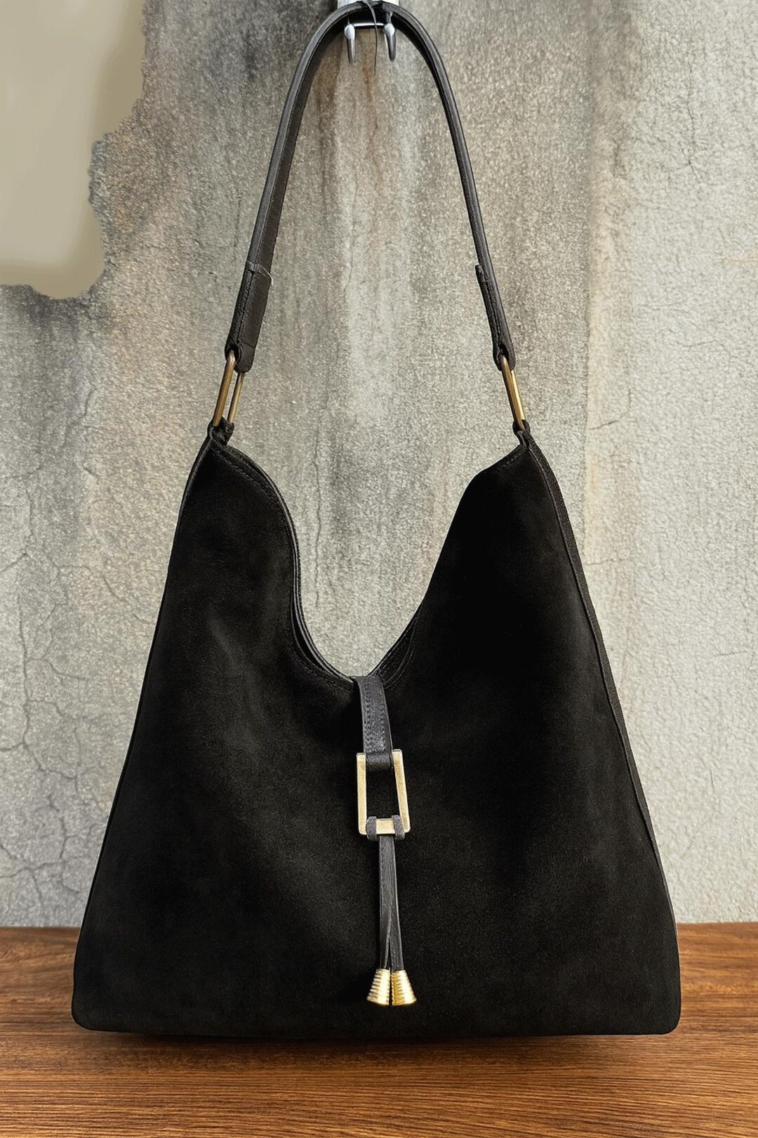 Handmade Black Suede Leather Hobo Bag Minimalist Tote For Women Etsy handmade-black-suede-leather-hobo-bag-minimalist-tote-for-women-etsy