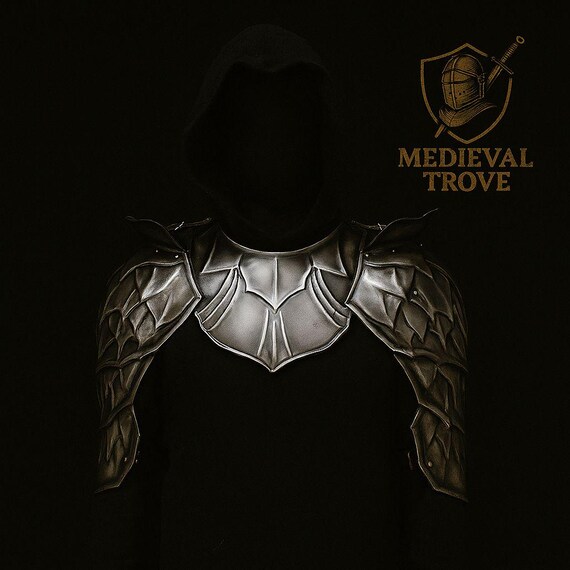 Dragon Scale Steel Pauldrons & Gorget | Medieval Warrior Shoulder Armor | LARP Cosplay Knight Armor | Handmade Steel Armor Set