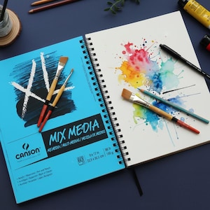 Canson XL Mixed Media Pad, 9x12", 60 Sheets | Heavyweight Art Paper for Watercolor, Gouache, Marker, Drawing & Sketching | Side Wire Bound