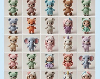 600+ Häkelanleitungen | Amigurumi Tiere, Puppen & Spielzeug | Kuh,Schwein,Elefant,Herz,Bär Häkelanleitungen | Häkelanleitungen | PDF-Datei