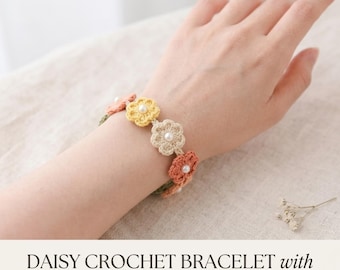 Daisy Flower Bracelet CrochetPattern PDF,Easy Crochet Bracelet Pattern,Floral JewelryTutorial,gift forher,Beginner Friendly,Instant Download