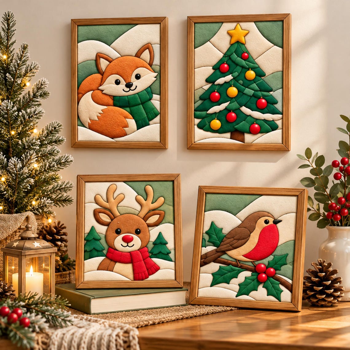 35 Christmas Kinusaiga Patterns, Printable No-sew Fabric Art Bundle ...