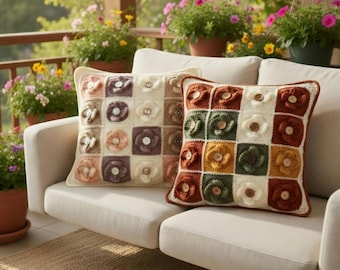 Crochet Cushion Cover Pattern | Floral Granny Square Pillow (PDF Download)