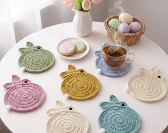 Hase Untersetzer Häkelanleitung PDF, Ostern Osterdeko Untersetzer, Frühling Tischdeko (Digitaler Download)