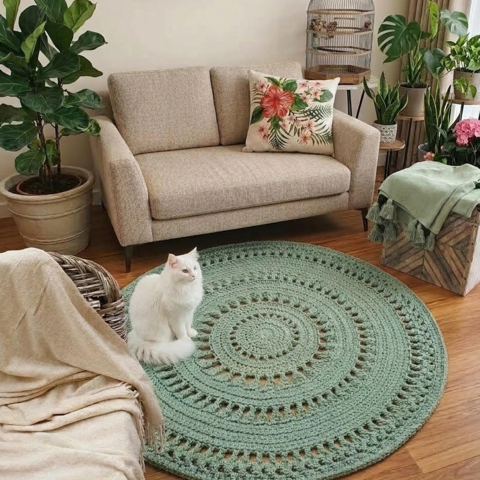 Round Crochet Rug Pattern, Boho Crochet Rug PDF, Large Floor Rug ...