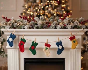 Mini Stocking Garland Crochet Pattern | Christmas Mini Socks Pattern | Easy Holiday Crochet Decor PDF | crochet pattern gift | stocking gift