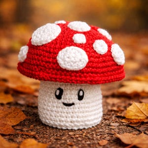 Patrón de hongo a crochet amigurumi / Lindo hongo de peluche / Patrón PDF para principiantes / Hongo kawaii a crochet / Chico hongo a crochet