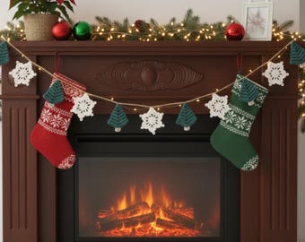 Tree & Snowflake Garland Crochet Pattern | Christmas Crochet PDF | Holiday Garland DIY | Crochet pattern Gift | christmas tree gift
