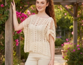 Filet Häkel Top Muster | Crochet Mesh Sommer Top | Spitzen Häkeltop | DIY Häkelanleitung Bluse | Anfänger Häkeltop | Filetmuster