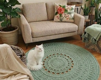 Round Crochet Rug Pattern, Boho Crochet Rug PDF, Large Floor Rug Crochet Pattern, Mandala Rug Pattern, Beginner Crochet Home Decor
