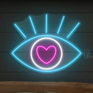 Eye Neon Sign: Custom LED Wall Art with Heart