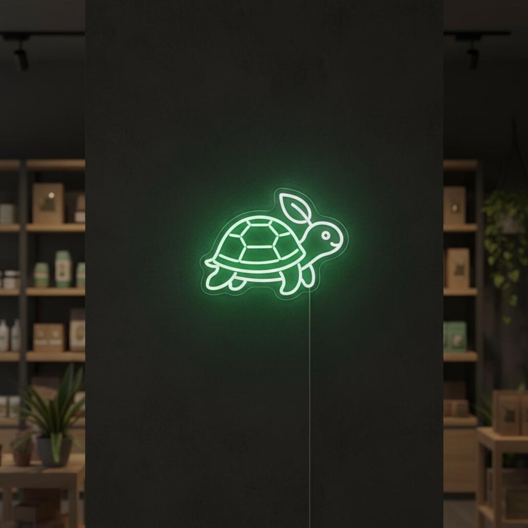 Neon Turtle Sign Turtle Neon Sign Tortoise LED Wall Art Sea Reptile Bedroom Nature Slow ...