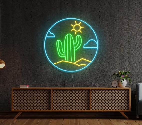 Cactus Desert Scene Neon Sign, LED Wall Art - Etsy