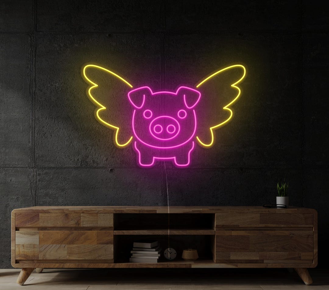 Pig Led Flying Pig LED Neon Sign, Animal Wall Decor - Etsy