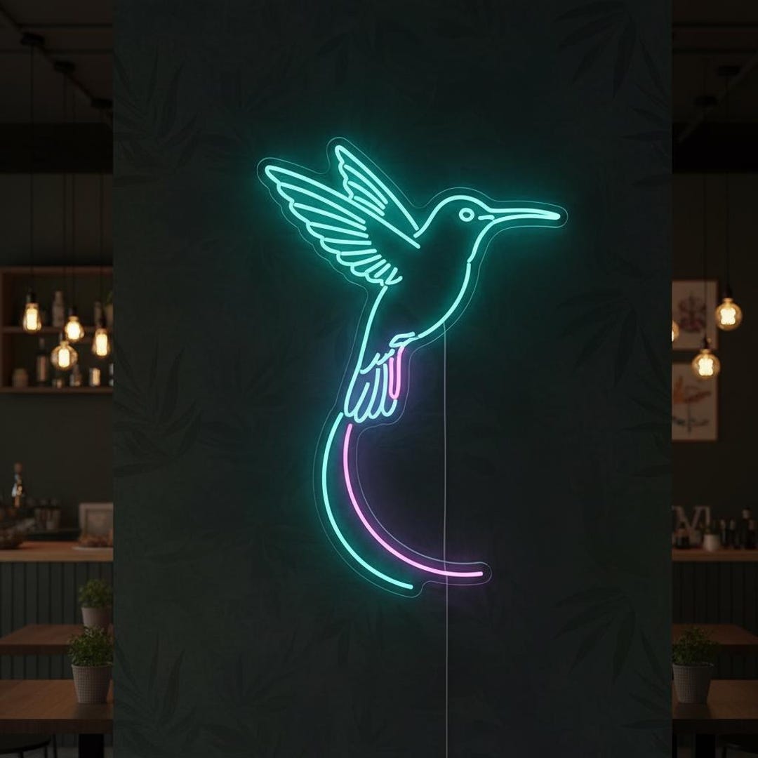 Hummingbird Neon Sign Bird Shop LED Wall Art Flying Garden Nature ...