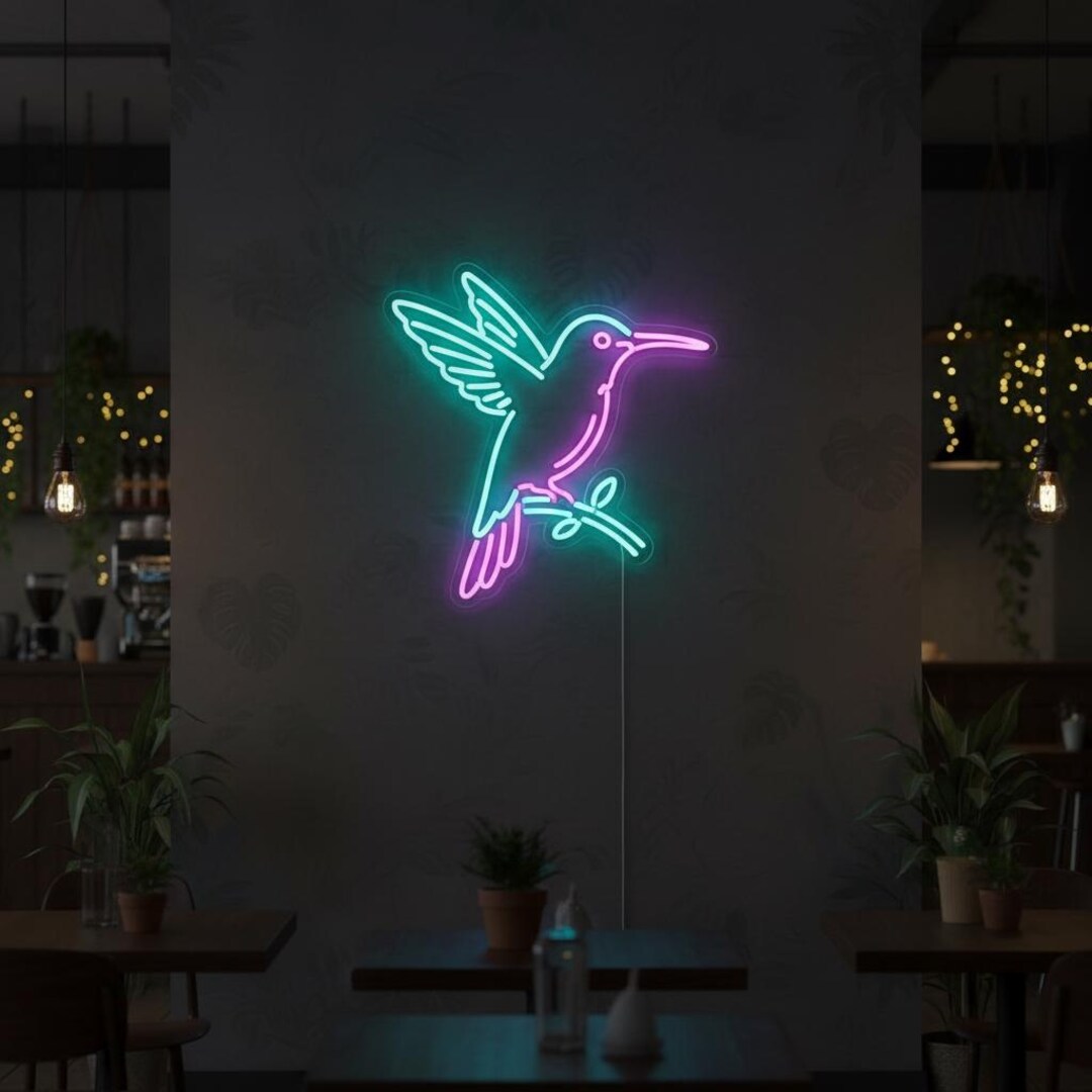 Hummingbird Neon Sign Tropical LED Wall Art Cafe Bedroom Garden Bird ...