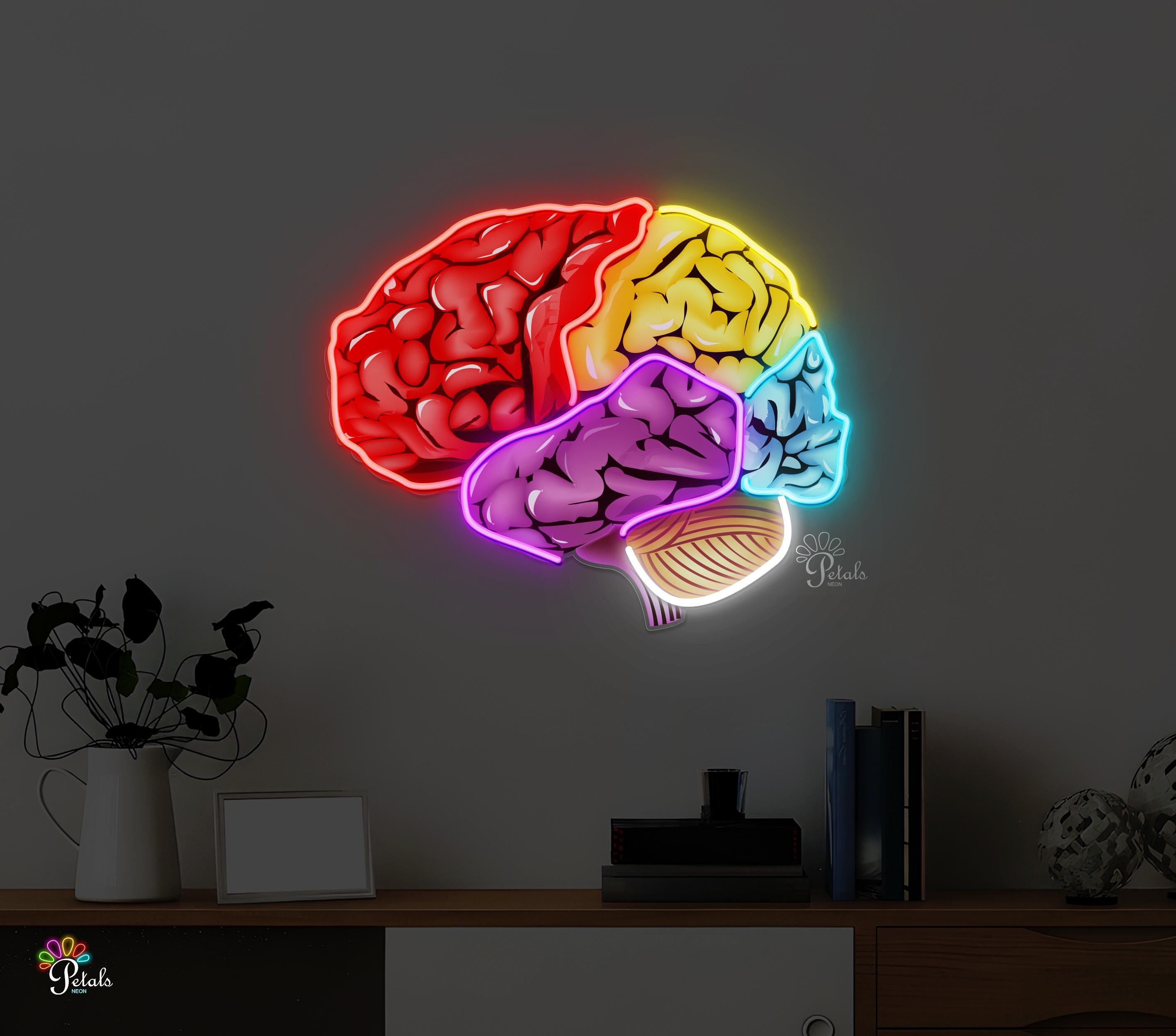 Human Brain Neon Sign – Colorful Brain LED Pop Art, Anatomy, Medical ...