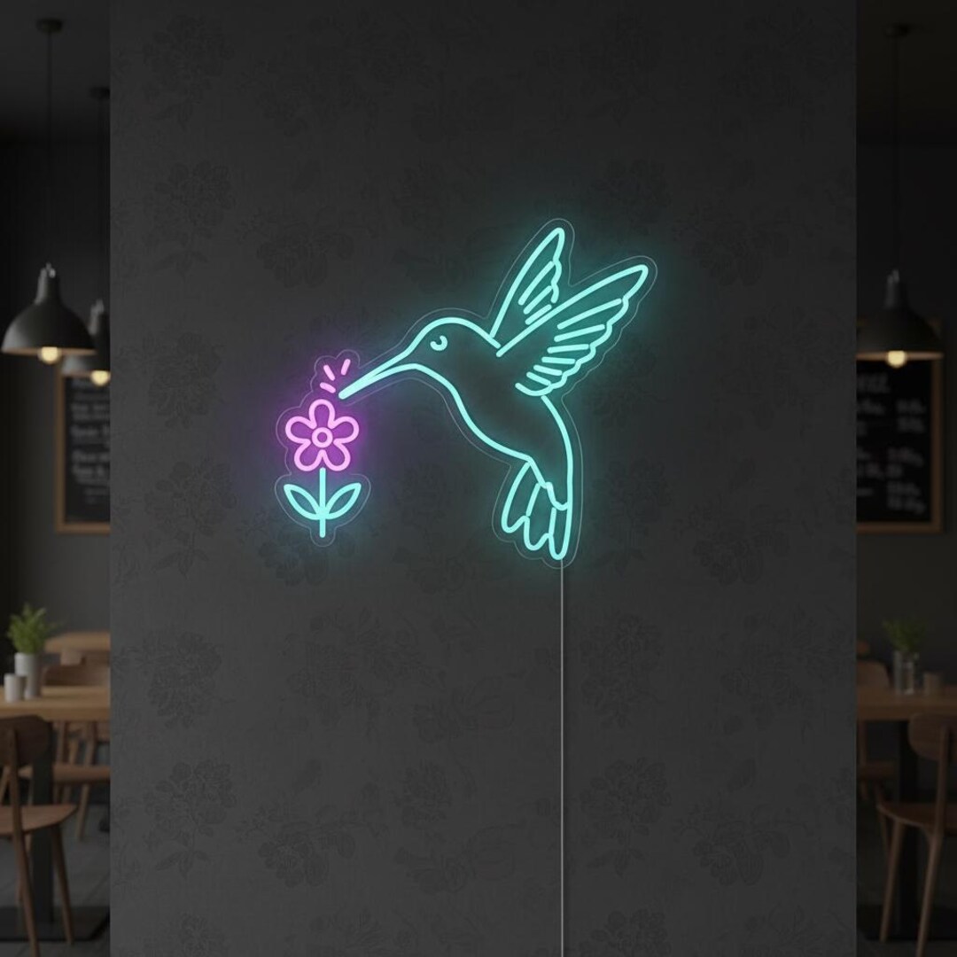 Hummingbird Neon Sign Floral LED Wall Art Garden Kids Bird Decor Gift ...