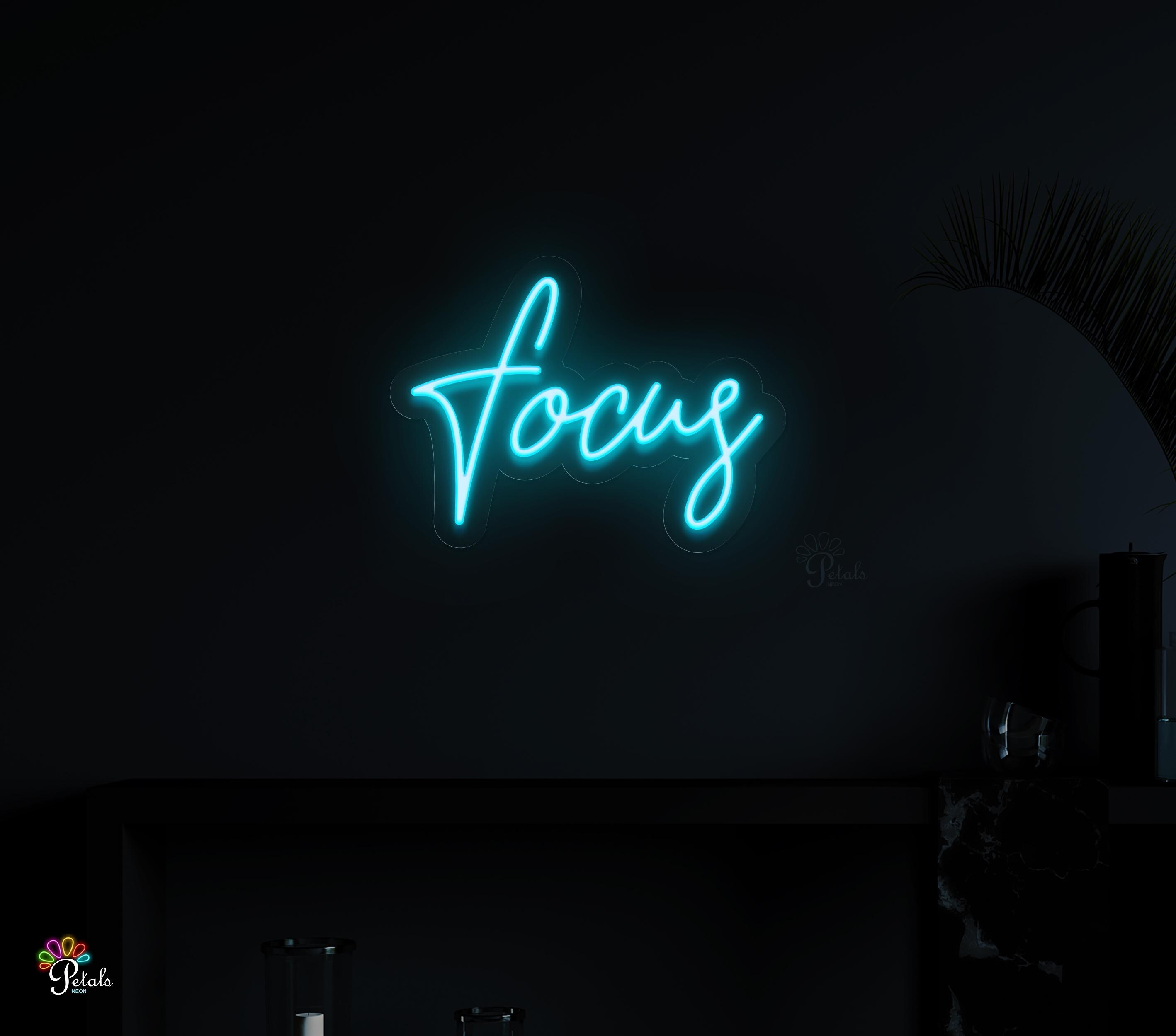 Focus Neon Sign, Focus LED Light, Gym Wall Art, Shop Led Sign, Study ...