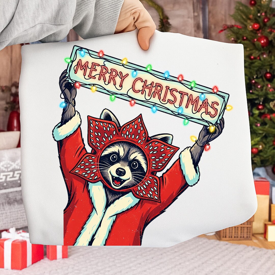 Funny Raccoon Christmas PNG, Santa Raccoon With Lights PNG, Cute ...