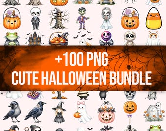 Aquarell Halloween Clipart Bundle, süße PNG Grafiken (digitaler Download)