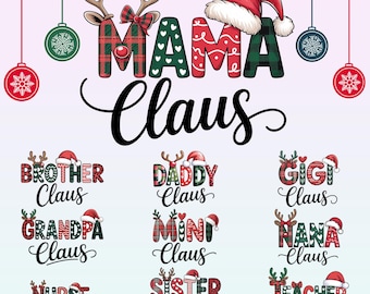 Christmas Family Claus PNG Bundle, Holiday Sublimation Designs (Digital Download)