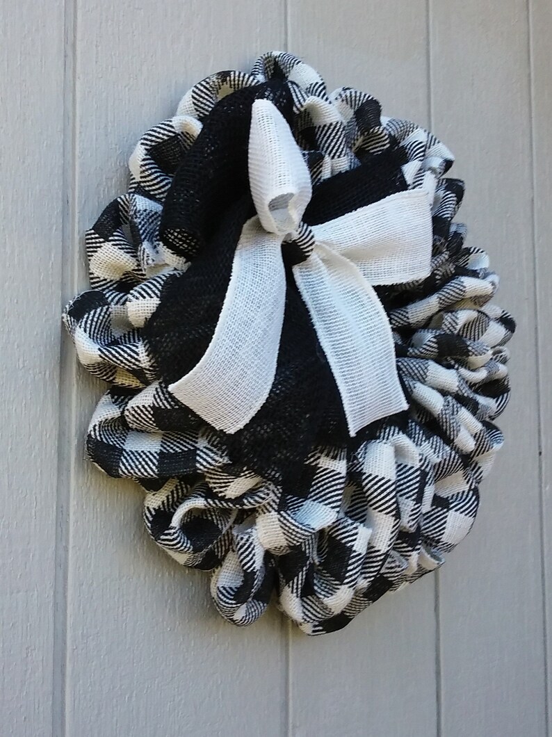 Buffalo Plaid Wreath Black and White Wreath Fall Wreath | Etsy