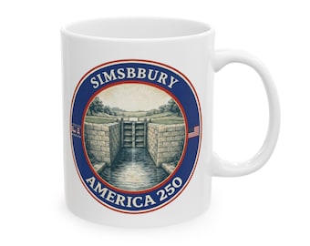Simsbury America 250 Coffee Mug | Historic Farmington Canal Lock Heritage Mug | Connecticut 250th Anniversary Gift | Simsbury History  Cup