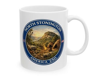 North Stonington CT America 250 Coffee Mug | Historic Lantern Hill Heritage Mug | Eastern Pequot Tribal Gift, Connecticut 250th Anniversary