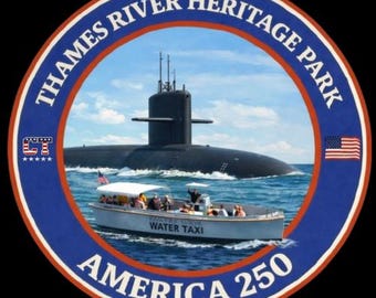Thames River Heritage Park America 250 Coffee Mug | Navy Submarine & Water Taxi Mug | Groton Submarine Capital Gift | New London CT Harbor
