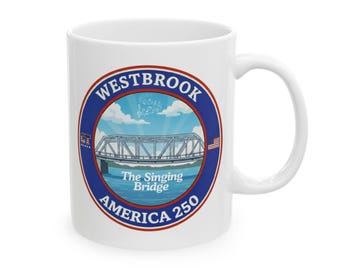 Westbrook CT America 250 Coffee Mug | Historic Shoreline Bridge Heritage Mug | Connecticut 250th Anniversary Gift | Westbrook Coastal mug