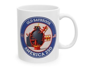 Old Saybrook America 250 Coffee Mug, David Bushnell Turtle Submarine Heritage, Revolutionary War Inventor Gift, Historic Connecticut Tech