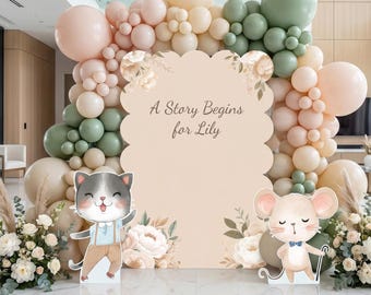Baby Shower con temática de rimas infantiles, 3 figuras recortadas, centro de mesa de cuento de hadas y decoración para fiestas, primer cumpleaños, fondo de cuento de hadas, para niño.