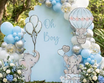 Blue Baby Elephant Cutouts, Boy Baby Shower, First Birthday Centerpiece & Party Decor