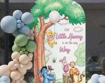 Pink Winnie the Pooh Baby Shower Backdrop, Large Tree Cutout, 1st Birthday Decoration, Baby Announcement, Pooh and Friends Cutouts