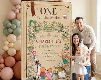 One for the Books First Birthday Decor, First Chapter Theme, Storybook Party Backdrop, Giant Book , Photo Prop, Fairytale