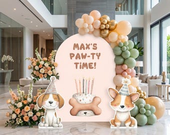 Set de fiesta para perros 3, Fiesta de cachorros, Baby Shower y primer cumpleaños, Decoración para fiesta de cachorros, Fondo personalizado