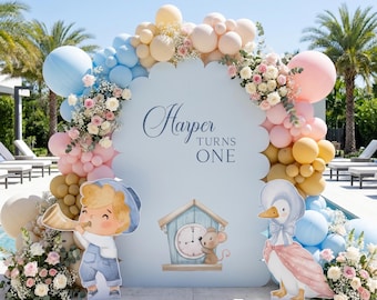 Baby Shower con temática de rimas infantiles, 3 figuras recortadas, centro de mesa de cuento de hadas y decoración para fiestas, primer cumpleaños, fondo de cuento de hadas, para niño.