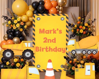 Construction Birthday Cutouts, Centerpieces, 1st Birthday Backdrop, Construction Themed Party, Truck Party Decor