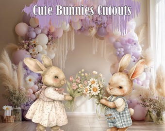 Bunny Baby Shower Cutouts, Floral Party Decor, USA Made